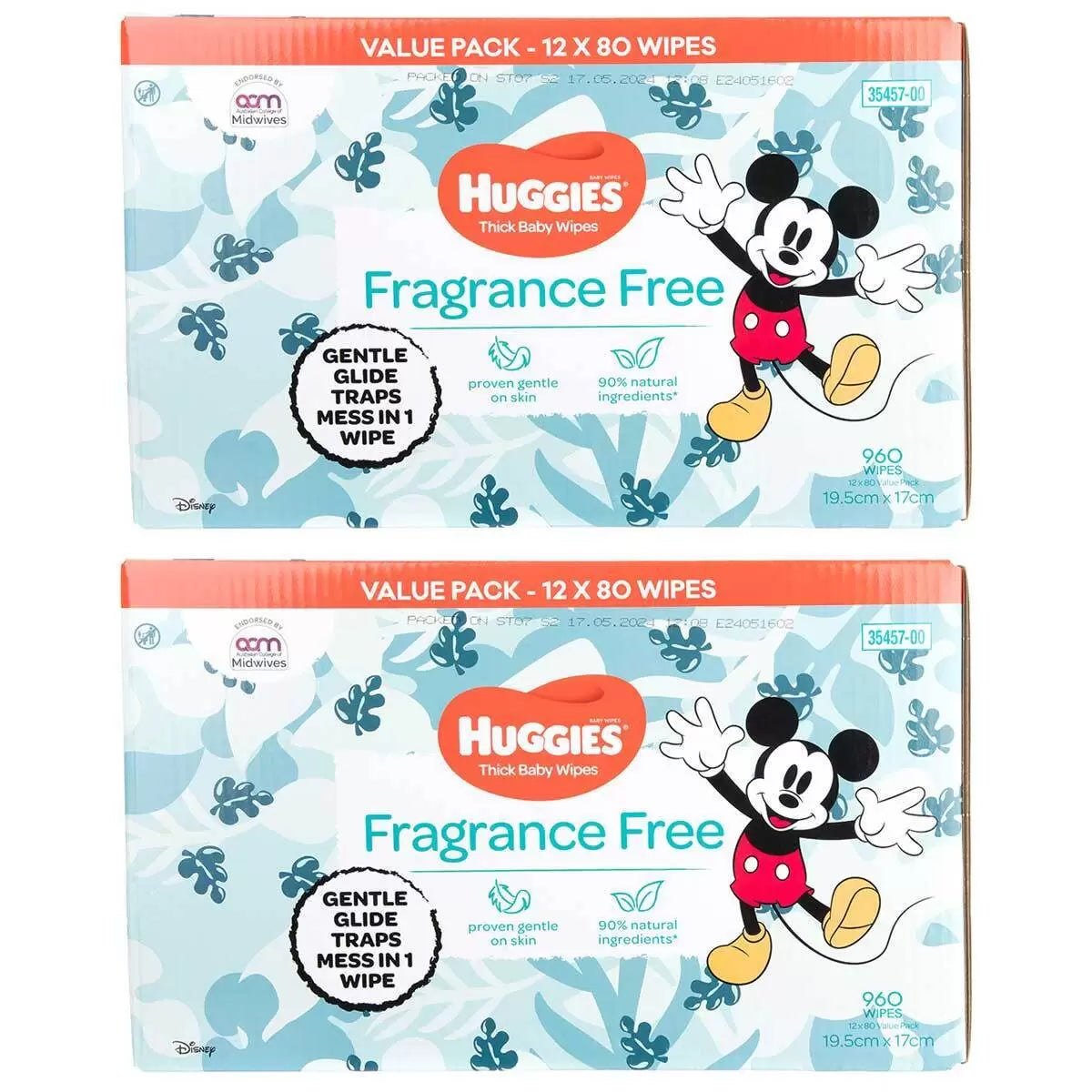 Huggies Fragrance Free Baby Wipes 24 x 80 Wipes